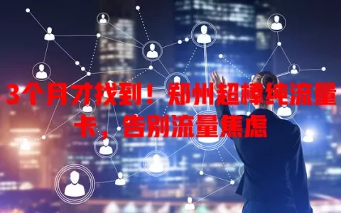 3个月才找到！郑州超棒纯流量卡，告别流量焦虑