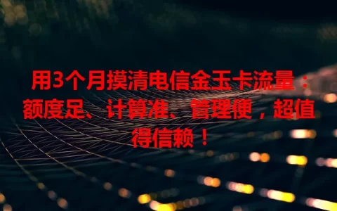 用3个月摸清电信金玉卡流量：额度足、计算准、管理便，超值得信赖！