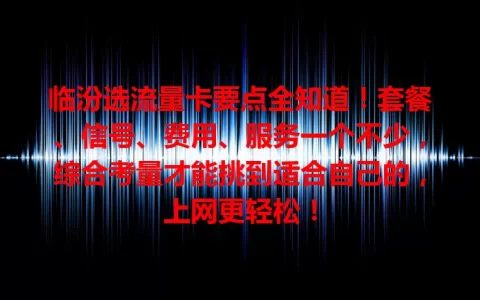 临汾选流量卡要点全知道！套餐、信号、费用、服务一个不少，综合考量才能挑到适合自己的，上网更轻松！
