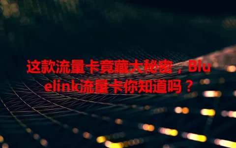 这款流量卡竟藏大秘密，Bluelink流量卡你知道吗？