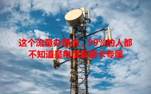 这个流量办理法，99%的人都不知道是电信紫藤卡专属