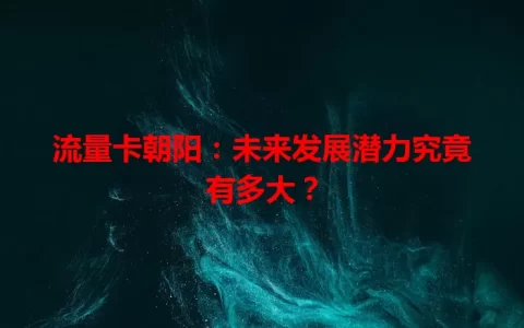 流量卡朝阳：未来发展潜力究竟有多大？