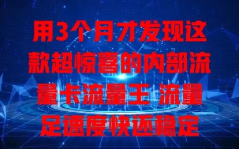 用3个月才发现这款超惊喜的内部流量卡流量王 流量足速度快还稳定