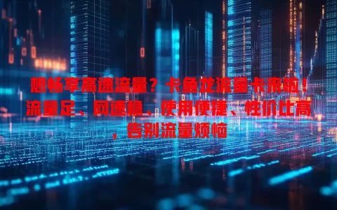 想畅享高速流量？卡鱼龙流量卡来啦！流量足、网速稳、使用便捷、性价比高，告别流量烦恼
