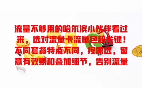 流量不够用的哈尔滨小伙伴看过来，选对流量卡流量包超关键！不同套餐特点不同，按需选，留意有效期和叠加细节，告别流量困扰畅享网络生活