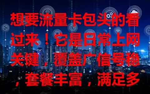 想要流量卡包头的看过来！它是日常上网关键，覆盖广信号稳，套餐丰富，满足多样需求，让你在包头畅享便捷网络，不错过精彩时刻