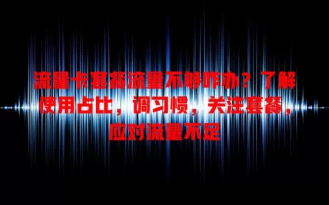 流量卡套餐流量不够咋办？了解使用占比，调习惯，关注套餐，应对流量不足