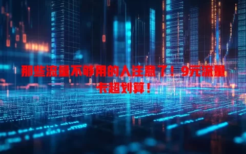那些流量不够用的人注意了！9元流量卡超划算！