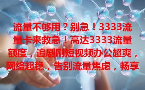 流量不够用？别急！3333流量卡来救急！高达3333流量额度，追剧刷短视频办公超爽，网络超稳，告别流量焦虑，畅享自由网络生活！