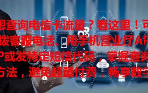 想查询电信卡流量？看这里！可拨客服电话、用手机营业厅APP或发特定短信代码，掌握查询方法，避免超量付费，畅享数字化生活
