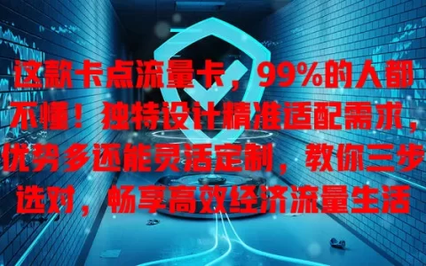 这款卡点流量卡，99%的人都不懂！独特设计精准适配需求，优势多还能灵活定制，教你三步选对，畅享高效经济流量生活