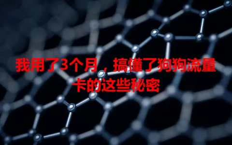 我用了3个月，搞懂了狗狗流量卡的这些秘密