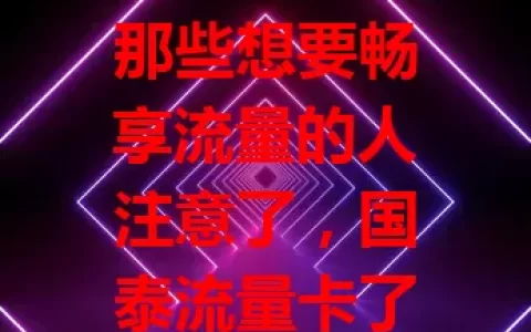 那些想要畅享流量的人注意了，国泰流量卡了解一下？