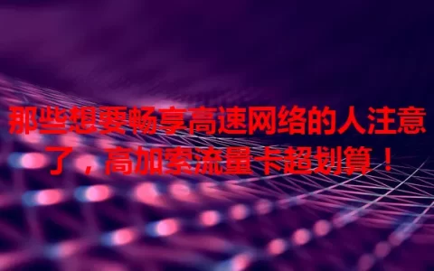 那些想要畅享高速网络的人注意了，高加索流量卡超划算！