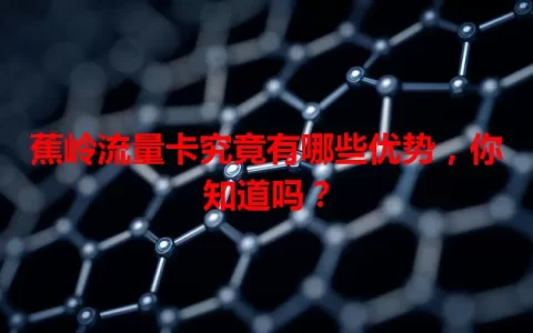 蕉岭流量卡究竟有哪些优势，你知道吗？