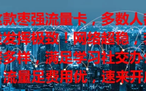 这款枣强流量卡，多数人都没发挥极致！网络超稳，套餐多样，满足学习社交办公，流量足费用优，速来开启精彩网络生活！