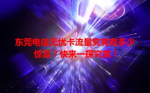 东莞电信无忧卡流量究竟有多少惊喜？快来一探究竟！
