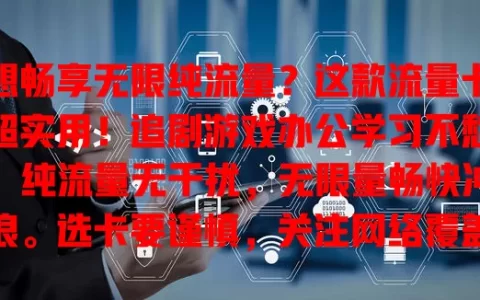 想畅享无限纯流量？这款流量卡超实用！追剧游戏办公学习不愁，纯流量无干扰，无限量畅快冲浪。选卡要谨慎，关注网络覆盖与套餐细节，选对就能享受畅快网络体验