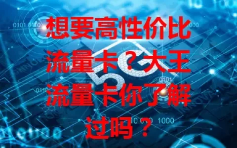 想要高性价比流量卡？大王流量卡你了解过吗？