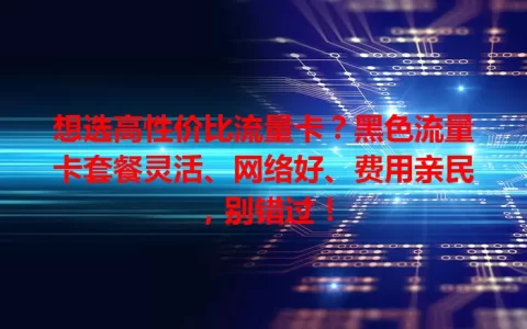 想选高性价比流量卡？黑色流量卡套餐灵活、网络好、费用亲民，别错过！