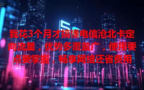 我花3个月才搞懂电信沧北卡定向流量，优势多覆盖广，使用要点要掌握，畅享网络还省费用