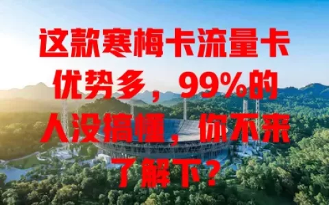 这款寒梅卡流量卡优势多，99%的人没搞懂，你不来了解下？