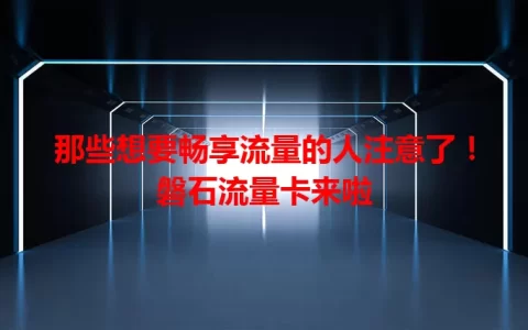 那些想要畅享流量的人注意了！磐石流量卡来啦