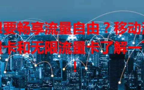想要畅享流量自由？移动流量卡和无限流量卡了解一下！