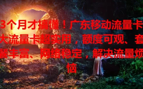3个月才搞懂！广东移动流量卡大流量卡超实用，额度可观、套餐丰富、网络稳定，解决流量烦恼