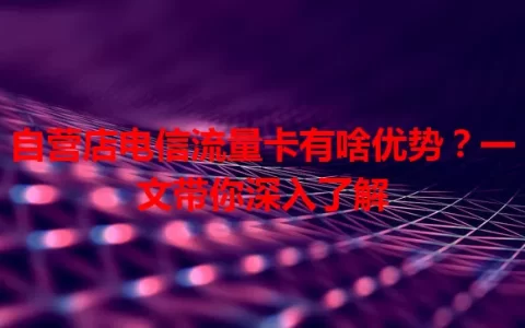 自营店电信流量卡有啥优势？一文带你深入了解