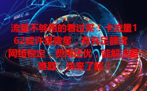 流量不够用的看过来！卡流量162或许是救星，有充足额度，网络稳定，费用还优，能解流量难题，快来了解！