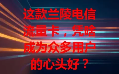 这款兰陵电信流量卡，凭啥成为众多用户的心头好？