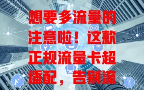 想要多流量的注意啦！这款正规流量卡超适配，告别流量焦虑，畅享网络无限可能