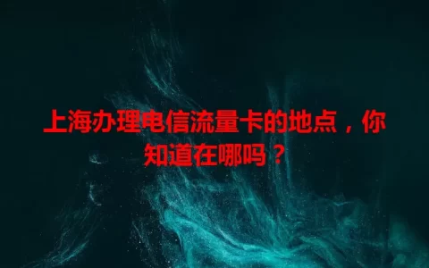 上海办理电信流量卡的地点，你知道在哪吗？