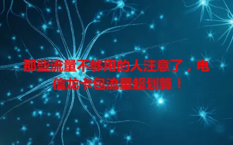 那些流量不够用的人注意了，电信龙卡包流量超划算！