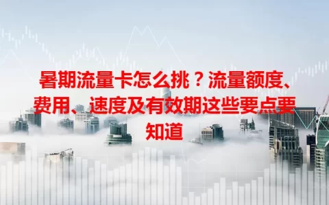 暑期流量卡怎么挑？流量额度、费用、速度及有效期这些要点要知道
