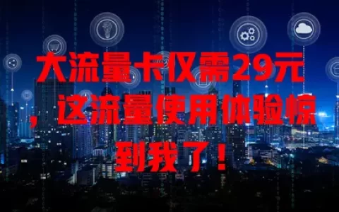 大流量卡仅需29元，这流量使用体验惊到我了！