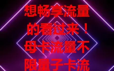 想畅享流量的看过来！母卡流量不限量子卡流量超划算