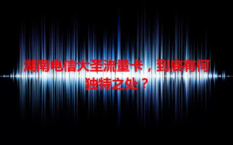 湖南电信大圣流量卡，到底有何独特之处？