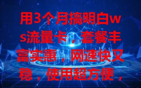用3个月搞明白ws流量卡，套餐丰富实惠，网速快又稳，使用超方便，虽有小问题但不影响体验，值得考虑！