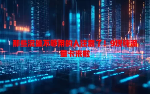 那些流量不够用的人注意了！9块纯流量卡来啦
