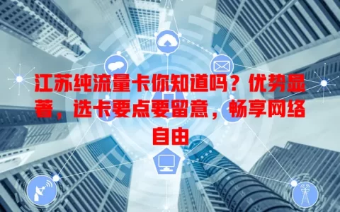 江苏纯流量卡你知道吗？优势显著，选卡要点要留意，畅享网络自由