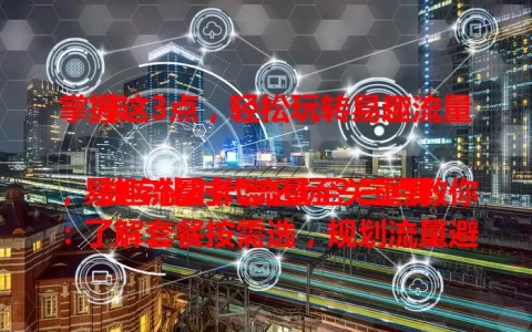 掌握这3点，轻松玩转易趣流量卡

数字化时代流量至关重要，易趣流量卡怎么玩？三点教你：了解套餐按需选，规划流量避浪费，关注优惠更实惠。掌握这三点，让易趣流量卡为网络生活助力！