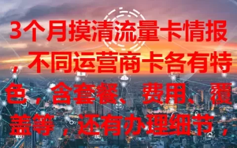 3个月摸清流量卡情报，不同运营商卡各有特色，含套餐、费用、覆盖等，还有办理细节，助你明智选卡
