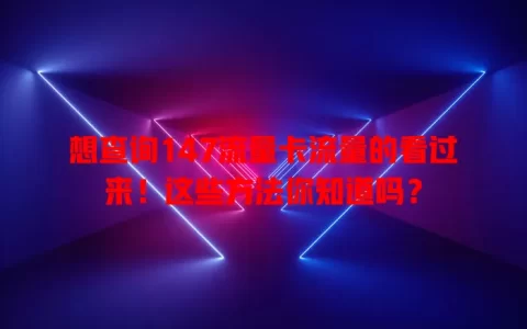 想查询147流量卡流量的看过来！这些方法你知道吗？