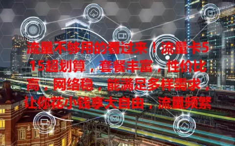 流量不够用的看过来！流量卡515超划算，套餐丰富，性价比高，网络稳，能满足多样需求，让你花小钱享大自由，流量频繁或成本敏感用户别错过