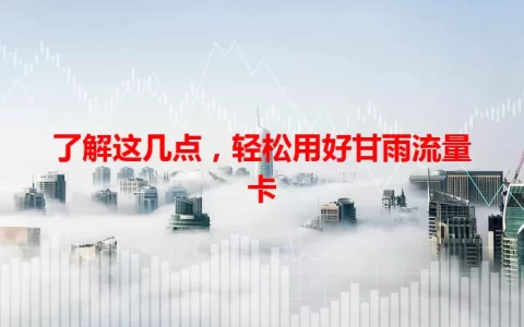 了解这几点，轻松用好甘雨流量卡