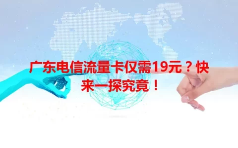 广东电信流量卡仅需19元？快来一探究竟！