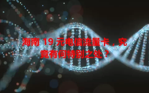 海南 19 元电信流量卡，究竟有何特别之处？