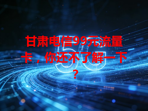 甘肃电信99元流量卡，你还不了解一下？